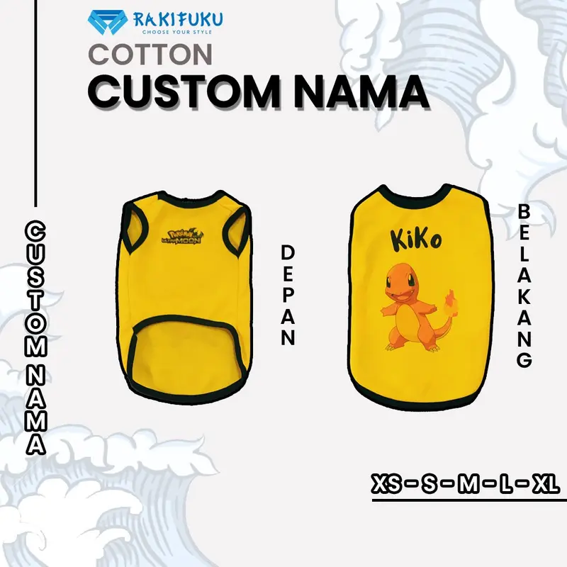 Baju Kucing Anime Kartun Lucu Murah Custom Nama Pokemon Charmander 0