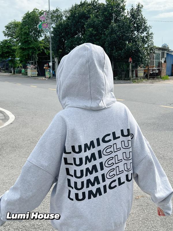 ÁO KHOÁC HOODIE ZIP XÁM LUMI HOUSE BUTENONG FOM RỘNG CẢN NẮNG