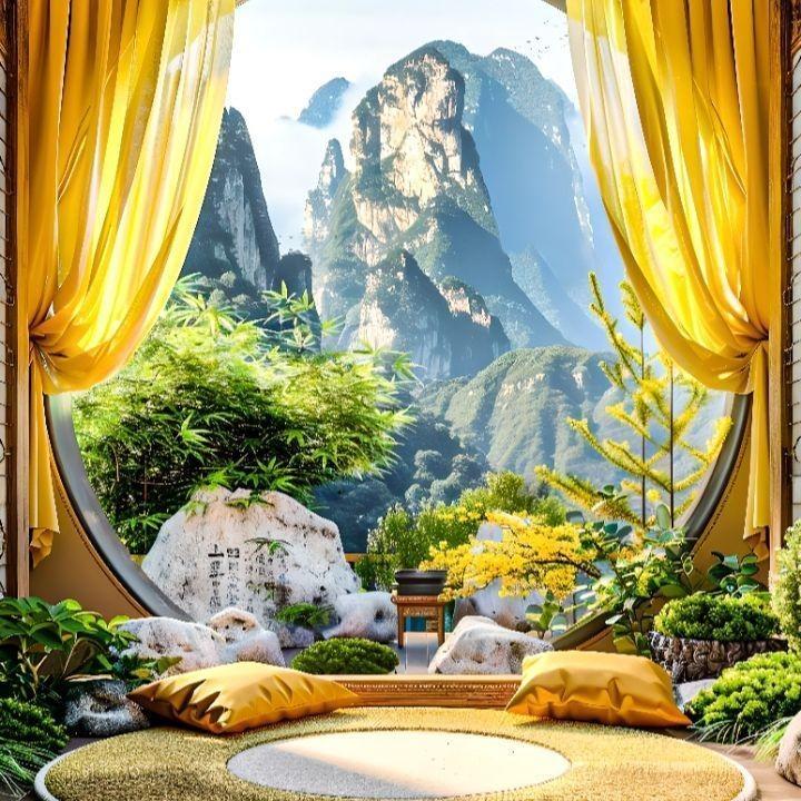 Vải Nền, Phong Cách Ins Mới, Độ Phóng Đại 3D, Thiết Kế Đẹp, Tùy Chỉnh, Cảnh Trong Mơ, Mô Phỏng Cổ Tích Anime, Thích Hợp Để Phát Sóng Trực Tiếp, Vải Nền 1