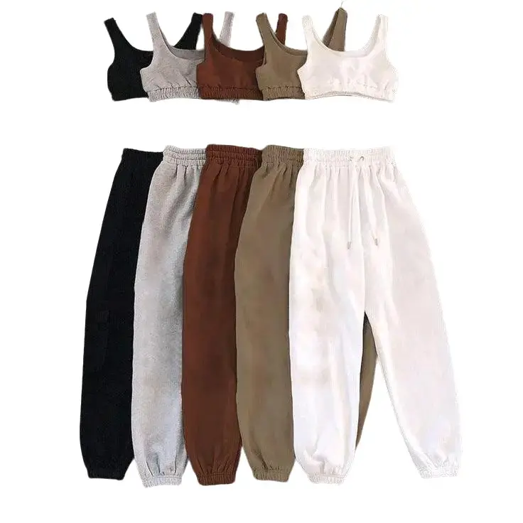 1 set celna jogger +crop Remaja Setelan tops Polos Kaos Atasan Tangan Pendek Wanita Celana Panjang Tebal bundling pocky sweater satuset crop baju setelan