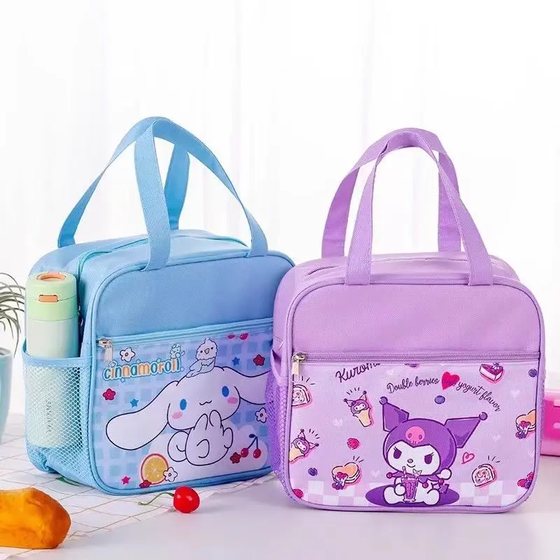Hello Kitty Sanrio Insulated Lunch Bag, Kuromi Cinnamoroll Widened Aluminum Foil Material Bento Bag, Waterproof Oxford Fabric