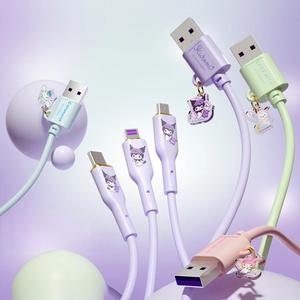 Kabel Pengecasan, Comel, SS-667, 3 dalam 1 Kabel Data Pengecasan Pantas, Universal, dengan USB Jenis-C
