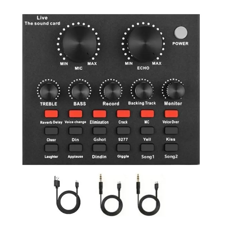 V8 Live Sound Card Audio Mixer, Podcast Audio Interface with DJ Mixer Effects, Voice Changer with Sound Effects for Karaoke Live Streaming Record Gaming
