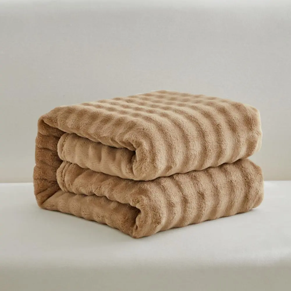 Solid Color Imitation Rabbit Fur Blanket, 1/2 Counts Soft Comfortable Throw Blanket, Air Conditioner Blanket for Sofa, Bed, Office, Camping Trip