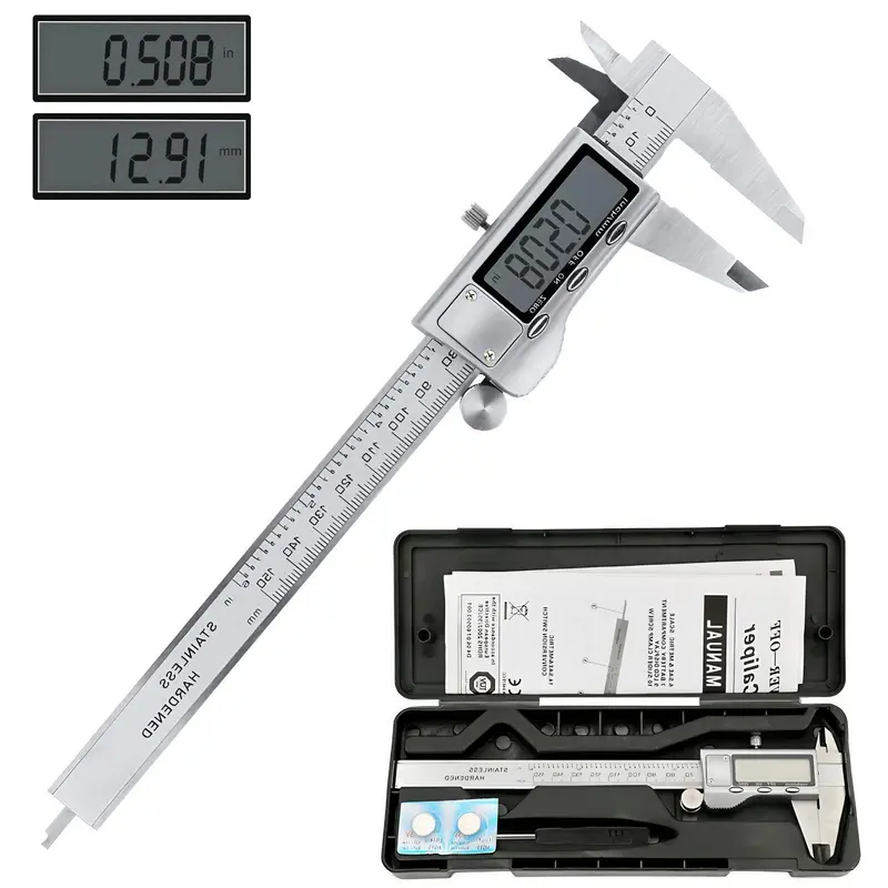 Battery Required Digital Caliper, Multifunctional Measuring Tool with Inch/mm Conversion, Durable & Accurate Measuring Tool for Professional & DIY Use 0