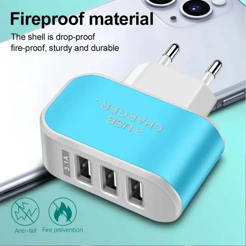 Bộ Chuyển Đổi Tường Đa Cổng USB, Thông Dụng, Phích Cắm EU / US, Bộ Chuyển Đổi Tường, Khối Hình Khối, AC 110-220V, Bộ Chuyển Đổi Sạc Du Lịch, Màu Pastel, Cho Gia Đình 3
