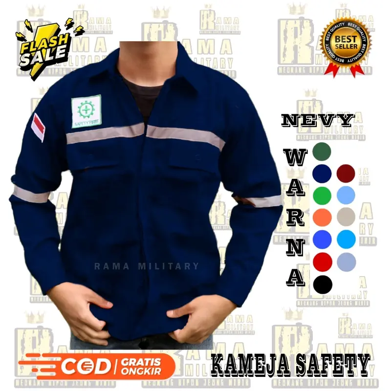 PROMO KAMEJA WEARPACK ATASAN PROYEK SAFETY TAMBANG Katun Baju Seragam Pria Panjang  Pendek Hitam Navy Biru dll tidak sama Celana 6