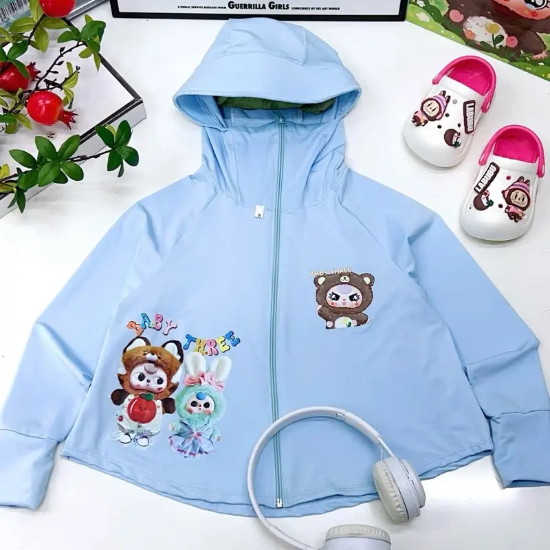 Áo chống nắng cánh dơi cho bé gái dáng rộng 16-30kg 5