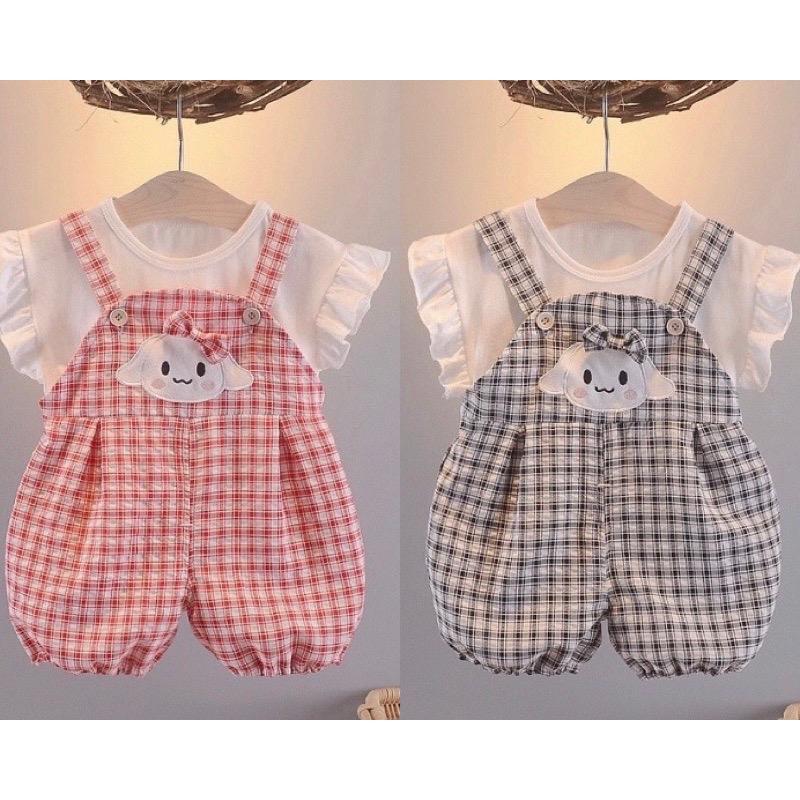 sét áo cotton + yếm kẻ liền thân cho trẻ sơ sinh  dưới 3 tuổi Cho Bé Vải Cotton