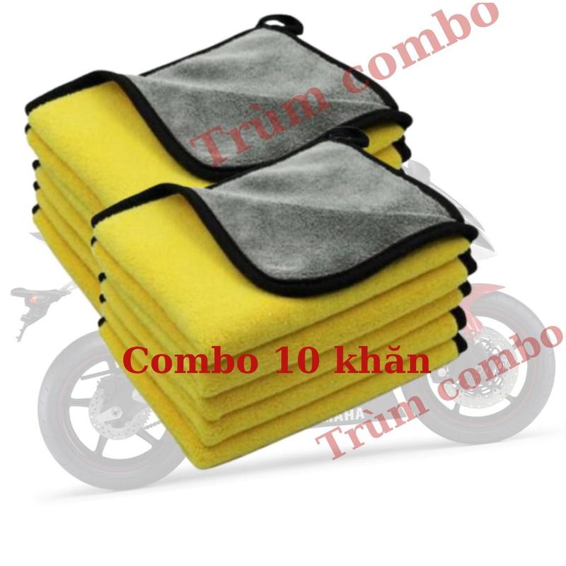 COMBO 10 KHĂN Khăn Lau Đa Năng 30x30 Dày 2 Mặt Vàng Xám, Thấm Hút Tốt, Lau Rửa…
