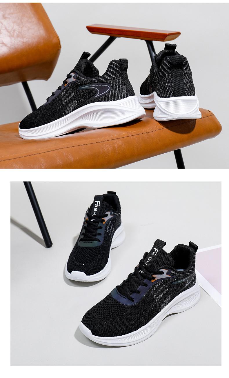Product Introduction of Women's White Shoes Thick Sole Light Running Shoes Fashionable Stylish Outfit Autumn Breathable Sneaker Flying Woven Korean Style Women's Shoes 25