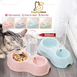Tempat Makan Kucing Otomatis 500ml Tempat Minum Kucing Otomatis Mangkok Kucing Anjing Wadah Makanan Kucing Pet Accessories