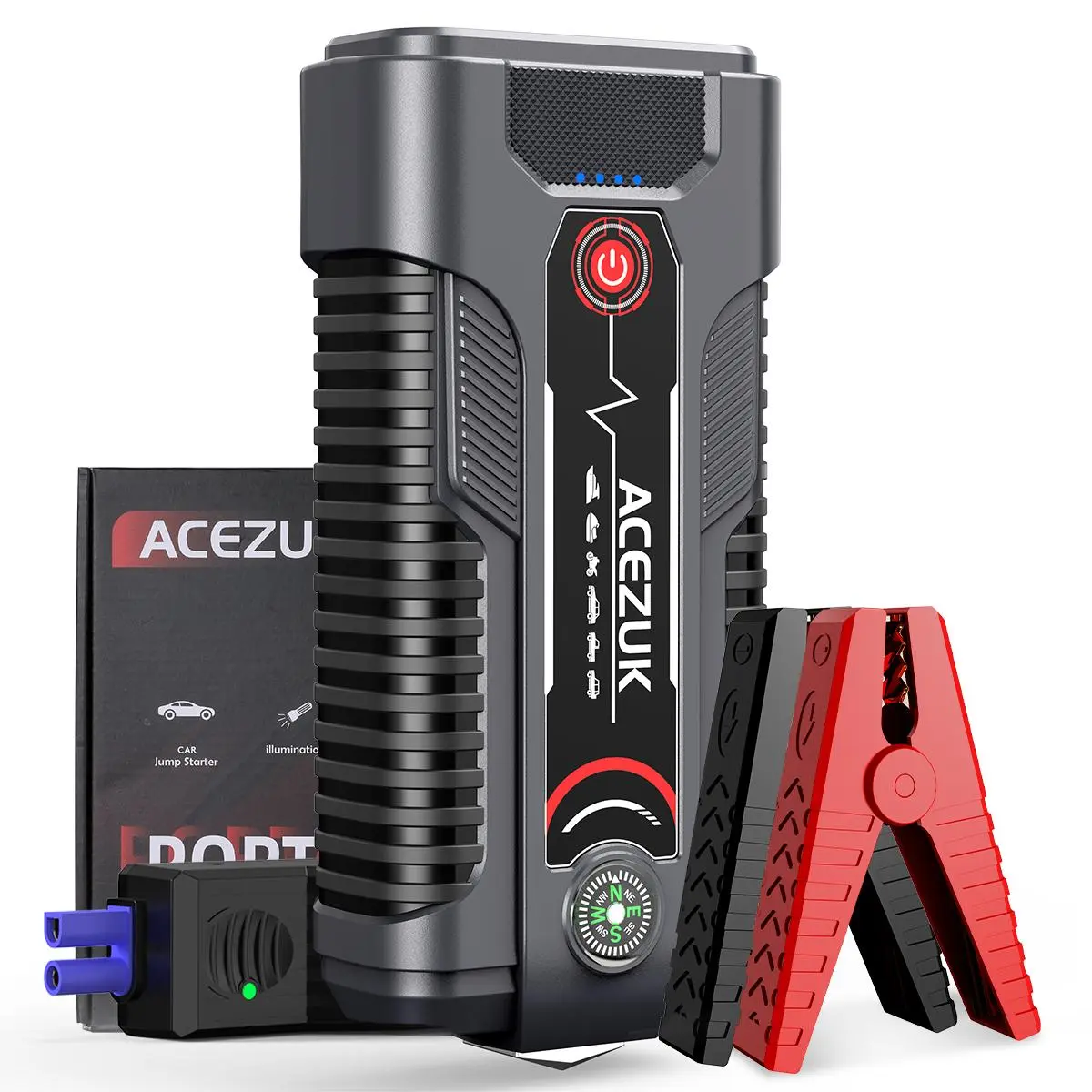 Portable Car Jump Starter, 4000A Peak Car Battery Charger, Smart Fast Charging Car Battery Starter with LED Light, Car Emergency Tool
