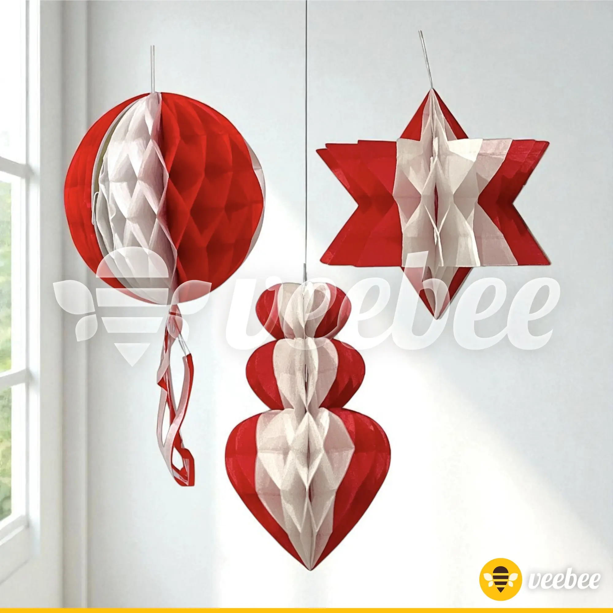 Lampion Kertas Merah Putih 20cm, 25cm, 28cm Bulat Bintang Hati/ lampion kemerdekaan/ dekorasi 17agustusan dirgahayu RI