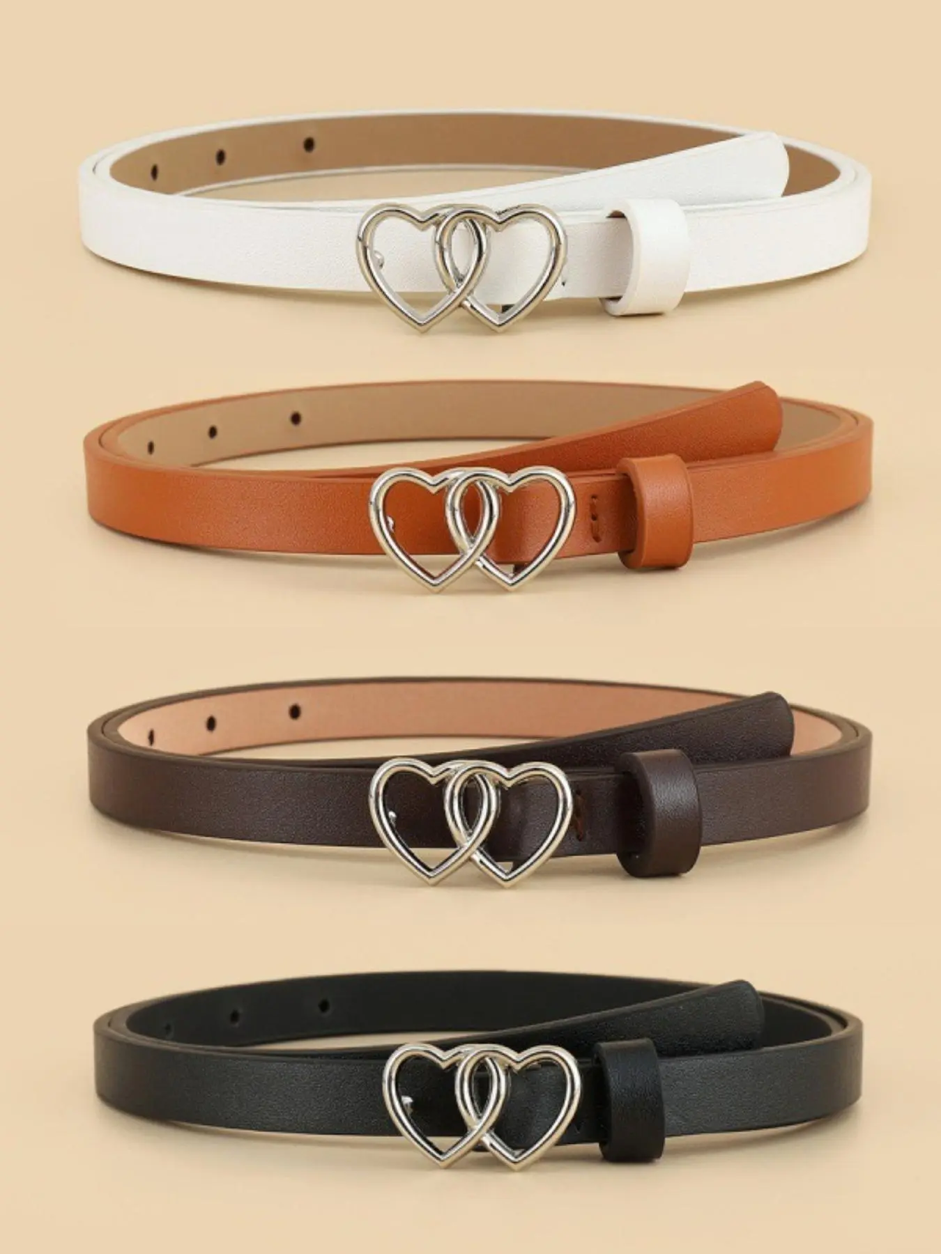 Women's Heart Decorated PU Buckle Belt, Casual Waistband for Jeans, Fashion Belt for Party, Daily Clothing Decor, Trendy All-match & Exquisite Belt for Birthday Gift