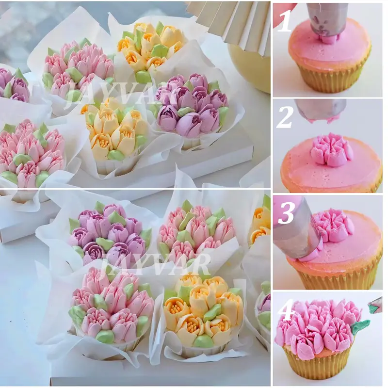 Stainless Steel Flower Frosting Nozzle (7 Counts), Flower Frosting Nozzle, Cake Decorating Tool, Pastry Decorating Tool, Kitchen Accessories 6