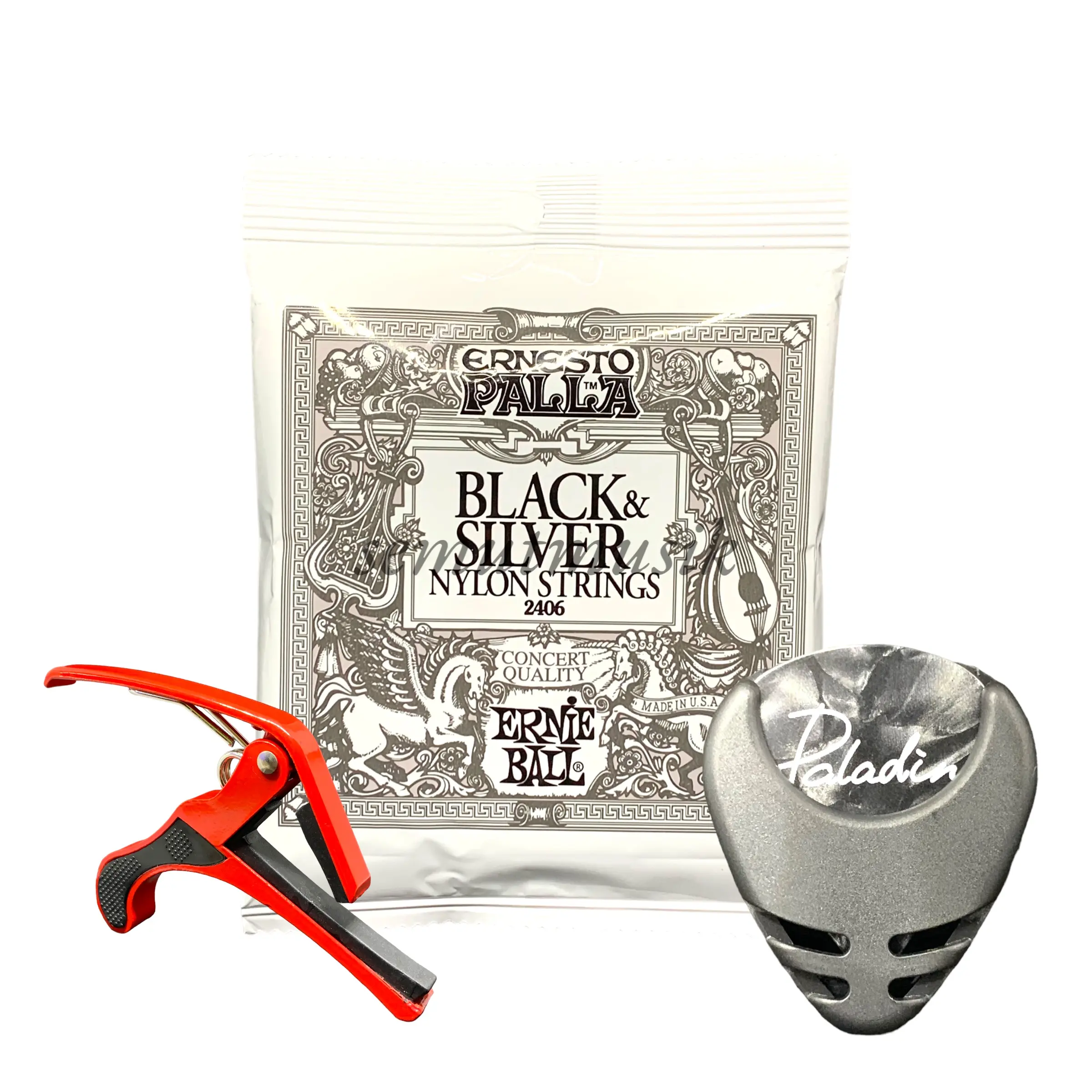 Senar Gitar Classic Nylon Ernie Ball + Capo + Pick Holder