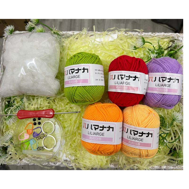 Combo 5 Cuộn Len Milk Cotton HQ và Phụ Kiện Cho Người Mới Bắt Đầu