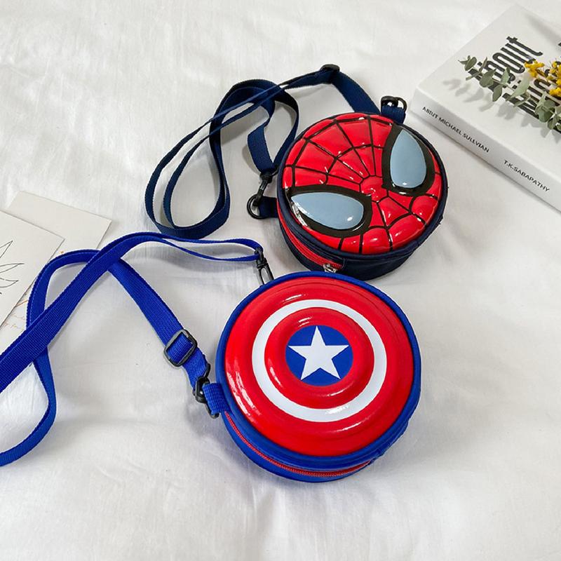 Túi Đeo Chéo Hình Tròn In Hình Siêu Nhân Người Nhện Đội Trưởng Mỹ Thời Trang Cá Tính Dành Cho Bé - Túi Đi Chơi Tết