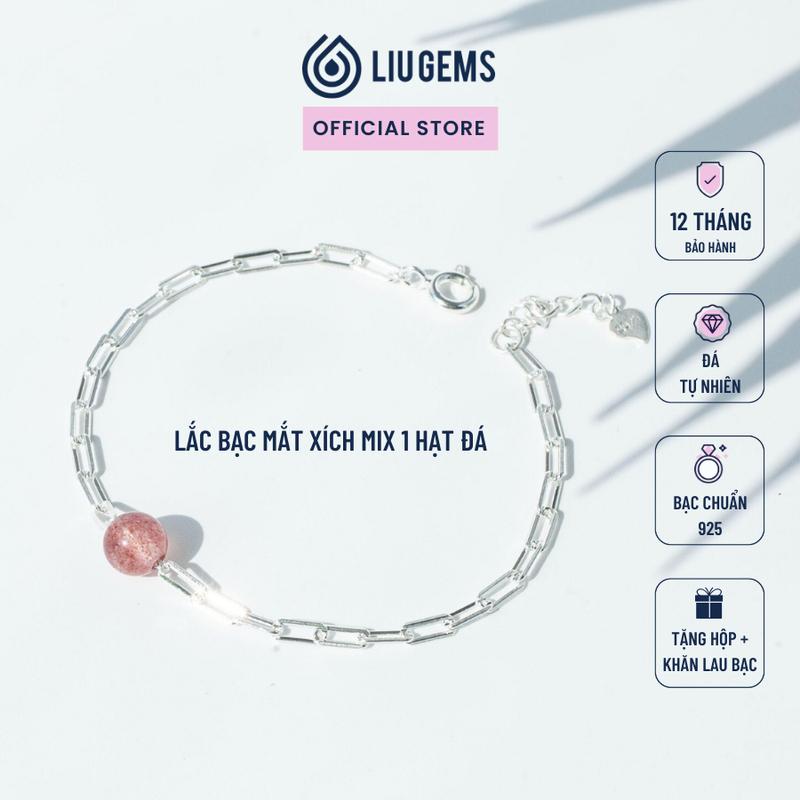 Lắc Tay Bạc 925 Cho Nữ Mắt Xích Mix 1 Hạt Đá Tự Nhiên Cá Tính, Độc Đáo, Thời Trang DX VB35 (Mua một, tặng một hộp đựng trang sức + một khăn lau bạc miễn phí)