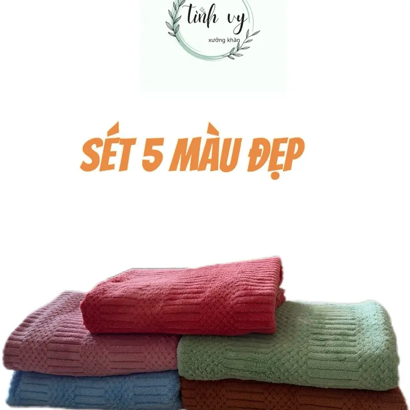Sét 5 khăn tắm màu ngẫu nhiên.KT 50*100.Mềm mại thấm hút nước tốt .Màu sắc đa dạng. Nhà Tắm 2