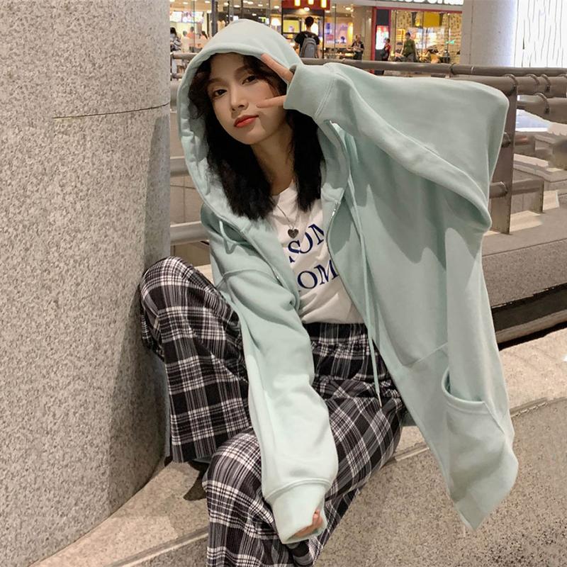 Product Introduction of Áo Hoodie Nữ Khoá Zip Trơn Unisex Form Rộng Chất Nỉ Cotton Áo Khoác Hoodie Nỉ Bông Phong Cách Hàn Quốc Oversize Có Size Bigsize 17