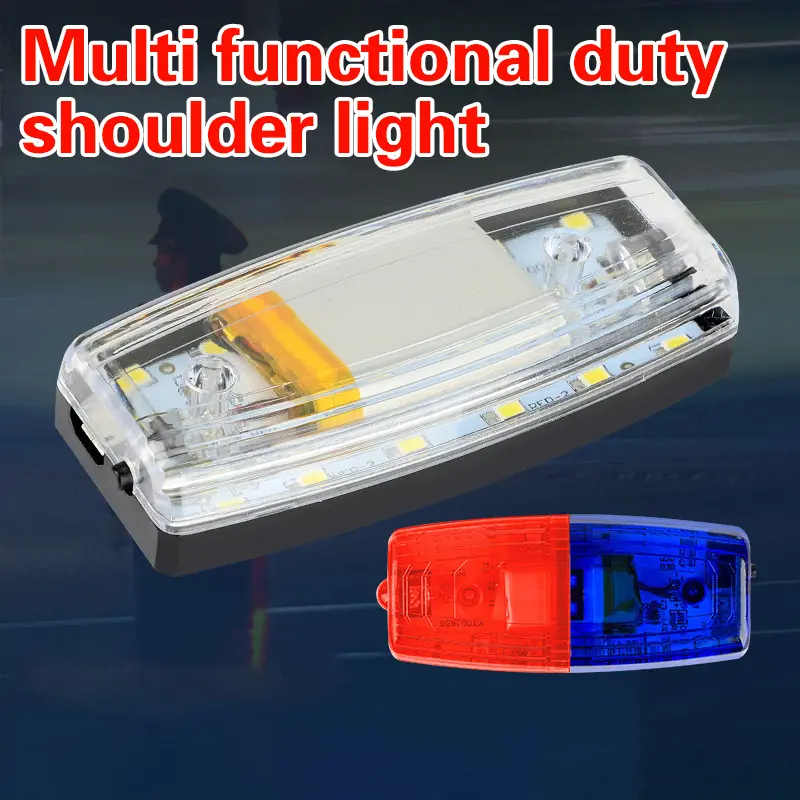 Đèn LED cảnh báo vai, màu đỏ và xanh lam, đèn kẹp vai, để bảo vệ công nhân vệ sinh, báo động tuần tra an toàn, đèn nhấp nháy tín hiệu 0