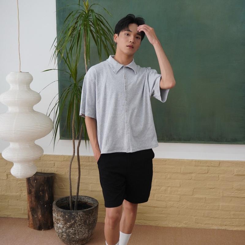 Sơ mi thanh lịch tay ngắn unisex - Chất Gân Đan Premium 24hmood sominam  dep 7