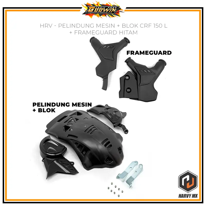 Pelindung Mesin Engine Guard Cover Plus Blok Harvy Mx CRF 150 L 2018 Plus Frameguard Tutup Chasis 5