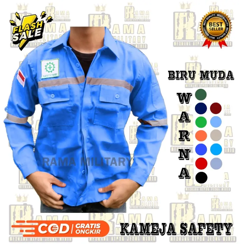 PROMO KAMEJA WEARPACK ATASAN PROYEK SAFETY TAMBANG Katun Baju Seragam Pria Panjang  Pendek Hitam Navy Biru dll tidak sama Celana 4