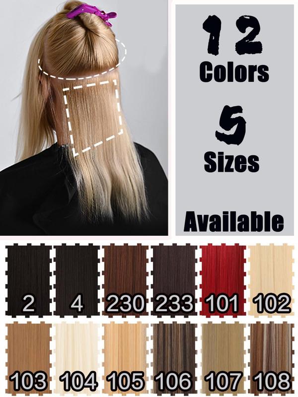 Natural Straight Hair Extension, Long Straight Synthetic Clip-in Hair Extensions, Heat Resistant Synthetic Hair Extension for Women 4