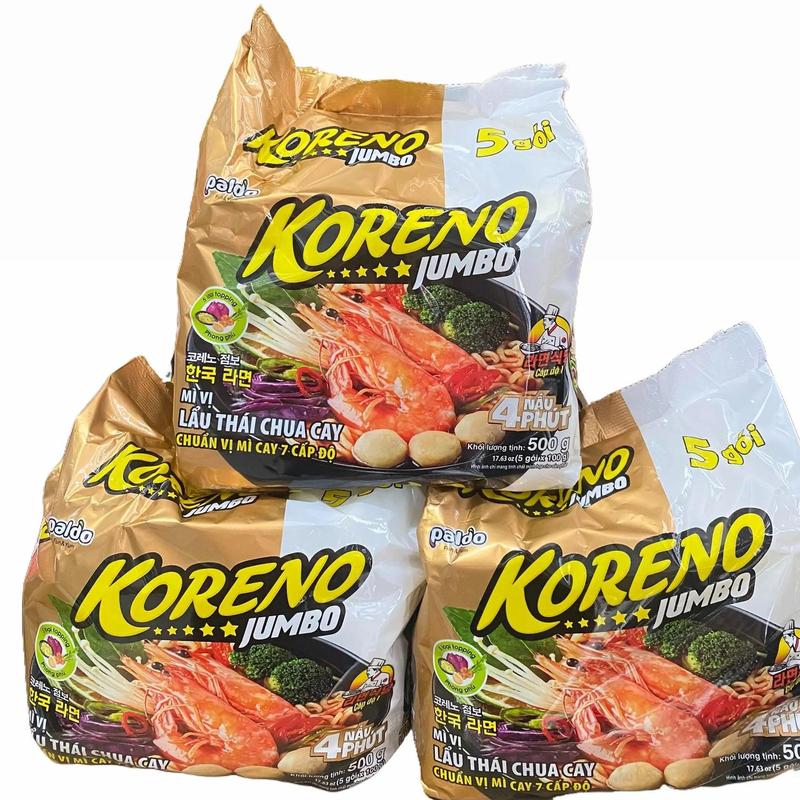 Mỳ Cay Koreno Jumbo vị Lẩu Thái - Hương vị Chua Cay 7 Cấp Độ - Lốc 5 gói