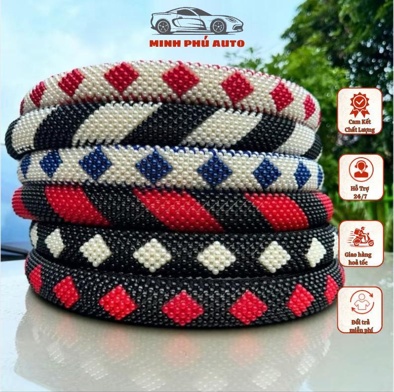 Bọc Vô Lăng Hạt Cườm Cho Xe Con, Xe Tải, Đủ Size 38-40-42-45-47-49cm, Chống Mồ Hôi Tay, Chống Trơn Trượt Nội Thất ô tô carbon