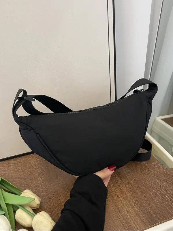 Women's Solid Color Hobo Bag, Fashionable Minimalist Shoulder Bag for Daily Used, Casual Trendy Versatile High-quality Daily Commuting Bag, Girl Shopping Bag 4