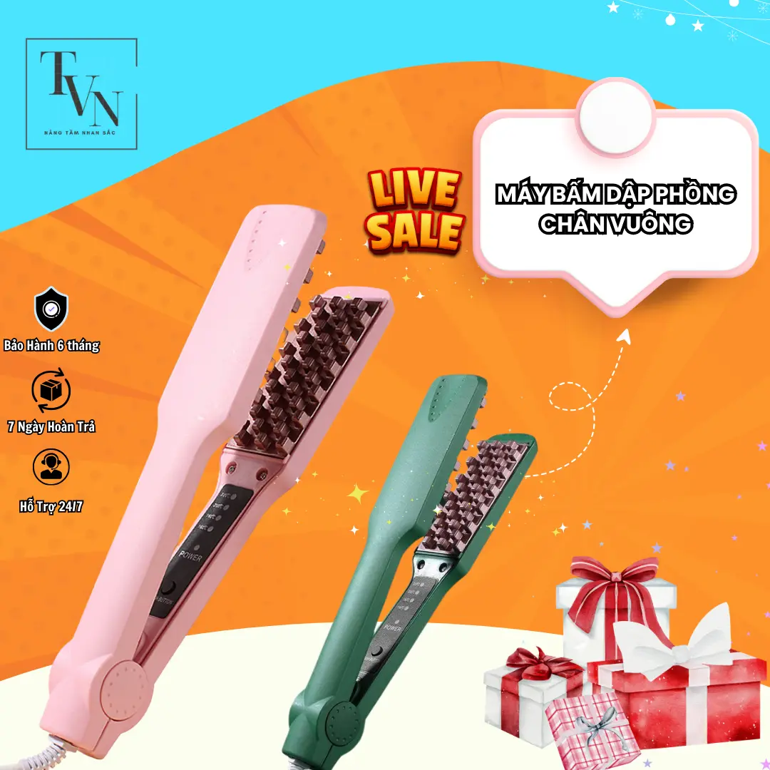Máy Bấm Dập Phồng Chân Tóc Răng Vuông 4 Mức Nhiệt TOP BEAUTY VN. Bảo hành 6 tháng.