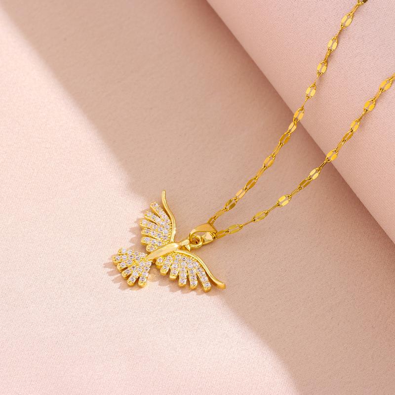 Mặt Dây Chuyền Hình Đại Bàng, Mạ Vàng 18K, Zirconium Dát Siêu Nhỏ, Vòng Cổ Thép Titan Thời Trang, Phong Cách Cổ Điển Dây Chuyền Xương Đòn Bằng Thép Không Gỉ 2