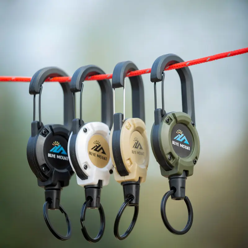 Outdoor camping tactical easy to pull buckle telescopic buckle steel wire rope multifunctional keychain