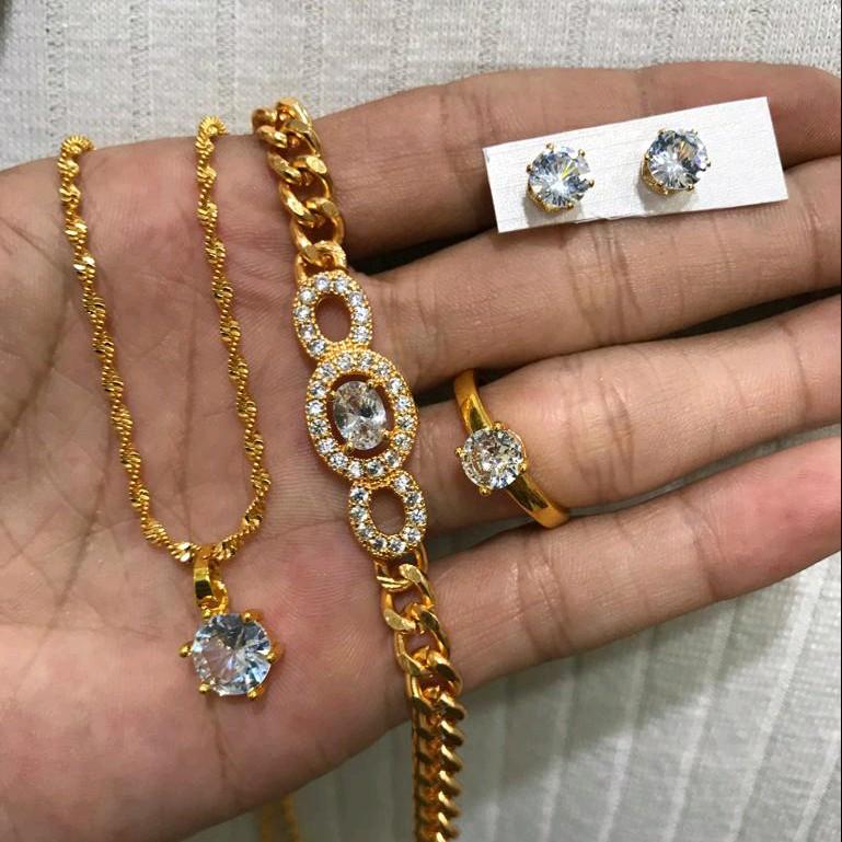 SET PERHIASAN TITANIUM ANTI KARAT BISA COD (KALUNG , LIONTIN, GELANG, ANTING, DAN CINCIN) Perempuan Elegan 5