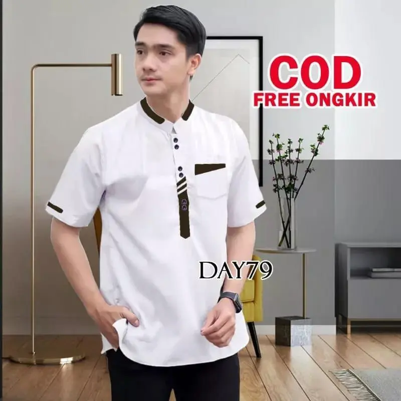 KEMEJA KOKO PRIA TANGAN PENDEK / KEMEJA MUSLIM UK.M,L,XL,XXL Tebal