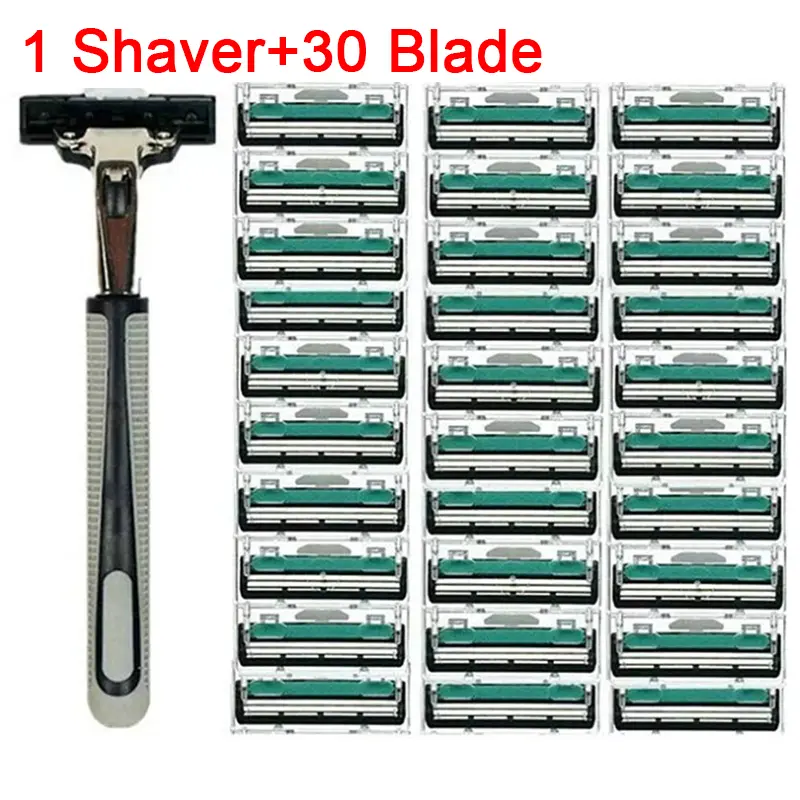 1 Razor Holder 30 Men Razor Blades Shaving Facial Care Men Shaving Blades Shaver