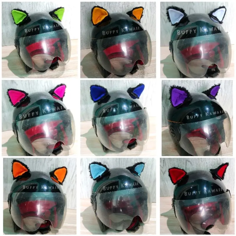 Aksesoris kuping kucing HELM motor nekomimi helmet hiasan ear cat halloween party harajuku lolita gothic metal punk fashion accessories animal stuff rider biker neko furry fluffy kawaii cute
