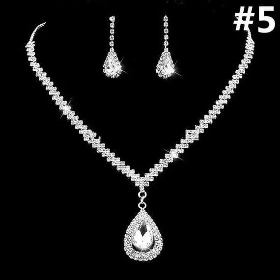 Glow Kalung Pernikahan Set  - Kalung Anting Liontin - Bisa Untuk Headpiece - Aksesoris Pengantin Bridesmaid 2