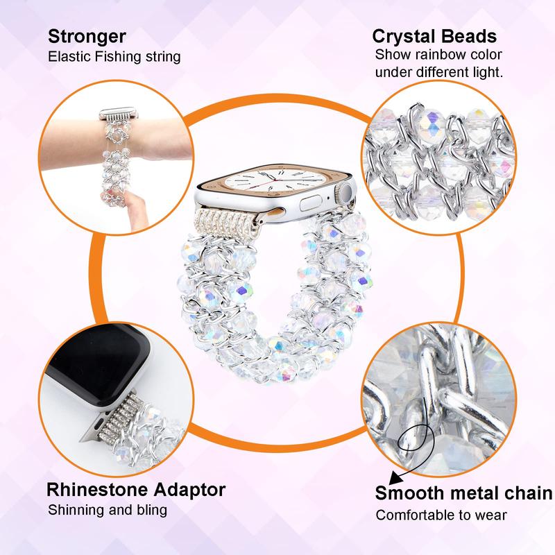 Shiny Bead Replacement Band, Faux Pearl Decor Watch Band, Watch Band for Apple Watch, Wearable Accessories for Apple Watch Ultra Series SE 9 8 7 6 5 4 3 2 1 4