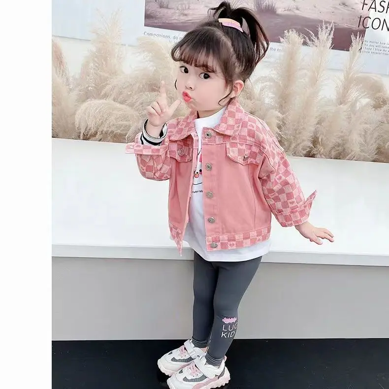 Áo Khoác Bông Denim, Cho Bé Gái, Quần Áo Mùa Xuân, Bộ Sưu Tập Mùa Xuân Và Mùa Thu 2024, Quần Áo Người Nổi Tiếng Trên Internet Cho Trẻ Em, Thời Trang, Thích Hợp Cho Bé Gái, Áo Trên