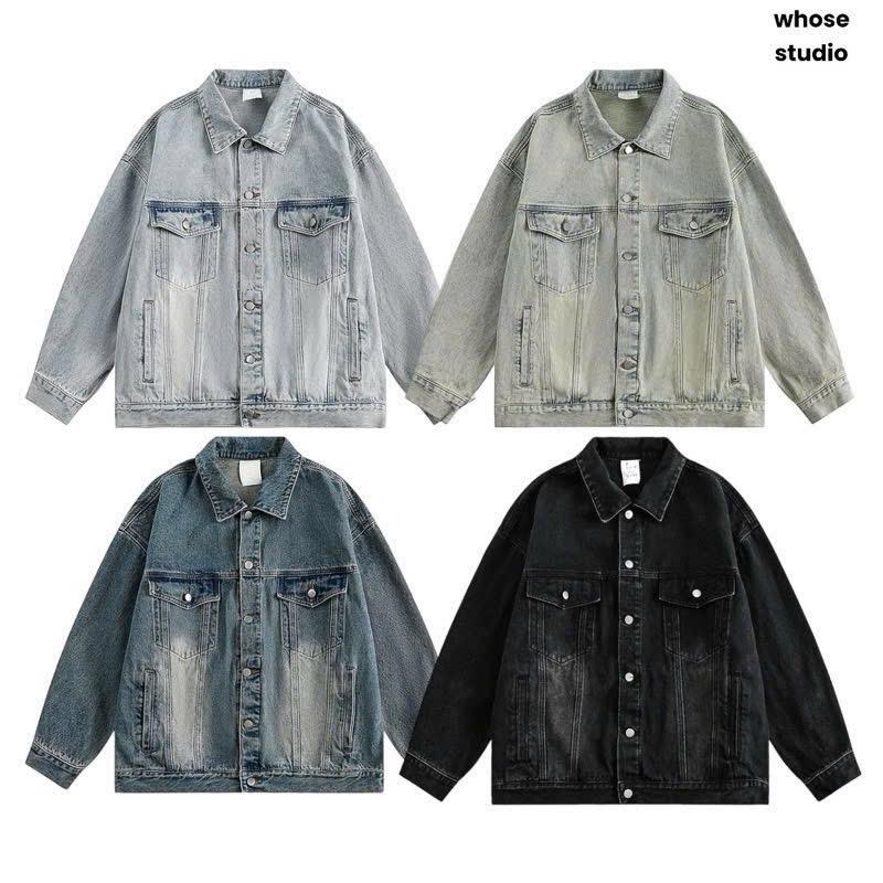Áo Khoác Jean Denim Wash Nút Cài Basic Form Rộng Unisex Nam Nữ