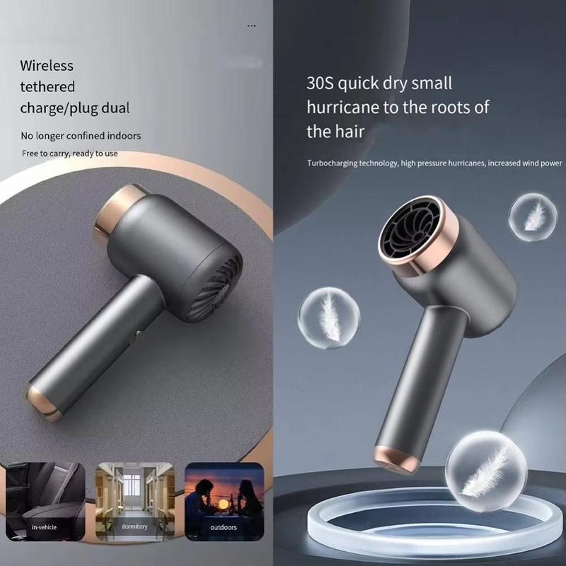 Product Introduction of Creative Wireless USB Hair Dryer Hot And Cold Negative Ion Blow Dryer Quick Drying Rechargeable Salon Tool Woman 17