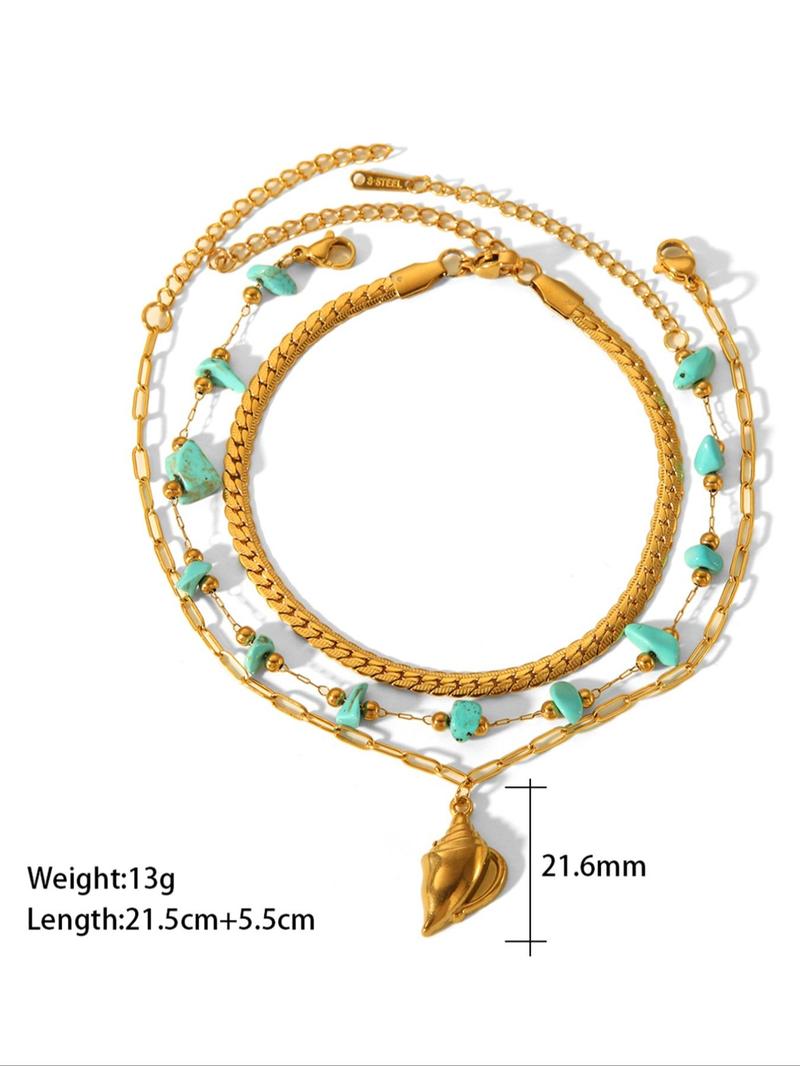 Product Introduction of Fashionable Turquoise Decor Anklet, Fashion Jewelry for Party, Daily Clothing Decor, Trendy All-match & Exquisite Jewelry for Birthday Gift 1
