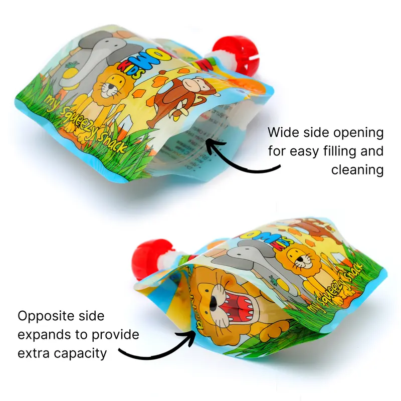 Reusable Food Pouches - 4 x 140ml Animal Pouches suitable for Baby, Toddler and kids 2