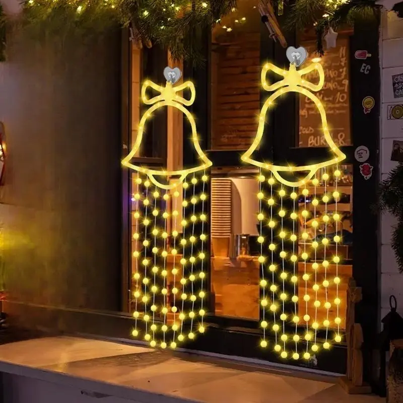 Christmas Themed LED String Light (1 Count), Batteries Powered LED Curtain Light with Remote Control, Decorative Light for Home Party Festival (Battery Not Included)
