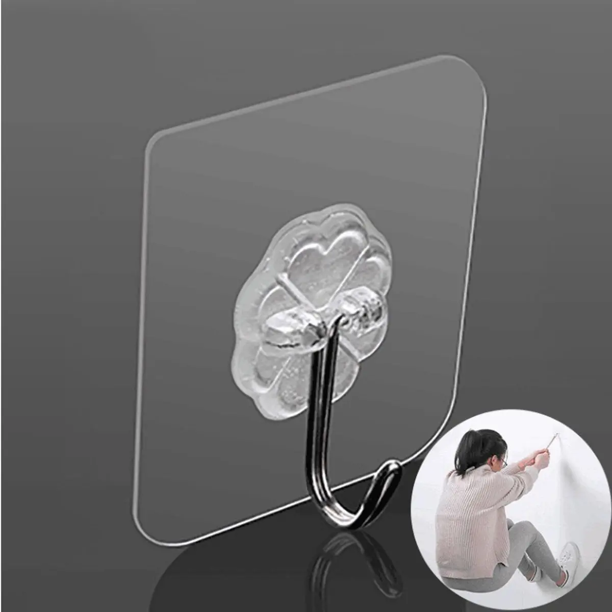 ( Quà Tặng ) Móc Dán Tường Trong Suốt Chịu Lực Tốt Siêu Dính Chắc Chắn mocdantuong inox